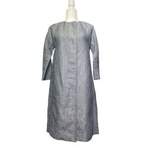 Theory Ellinor Linen Chambray Long Button-Down Coat Dress Size XS/P‎